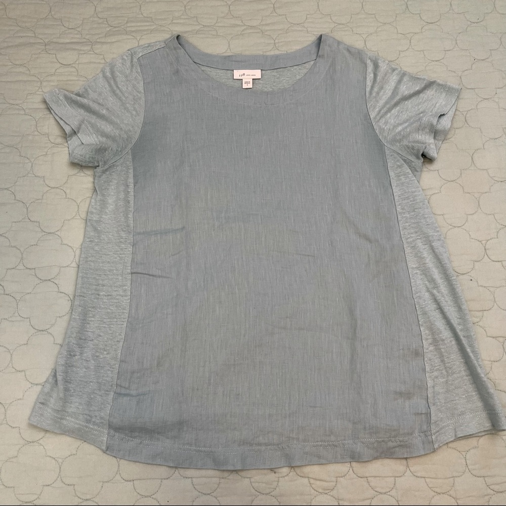 J.Jill 100% Linen Oversized T-shirt in Light Turquoise — Size Small